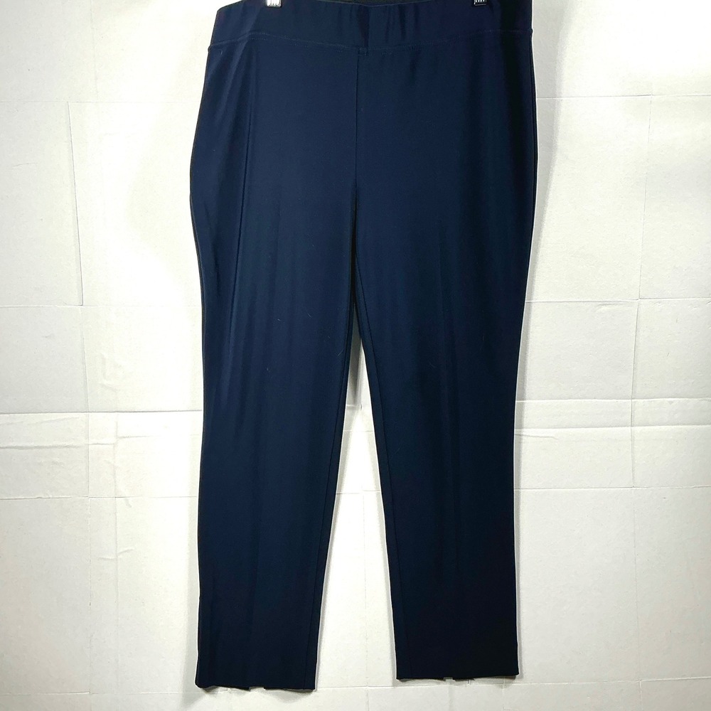 Joseph Ribkoff Womens Size 14 16 Navy Blue Stretch Straight Leg Pants - Picture 2 of 7